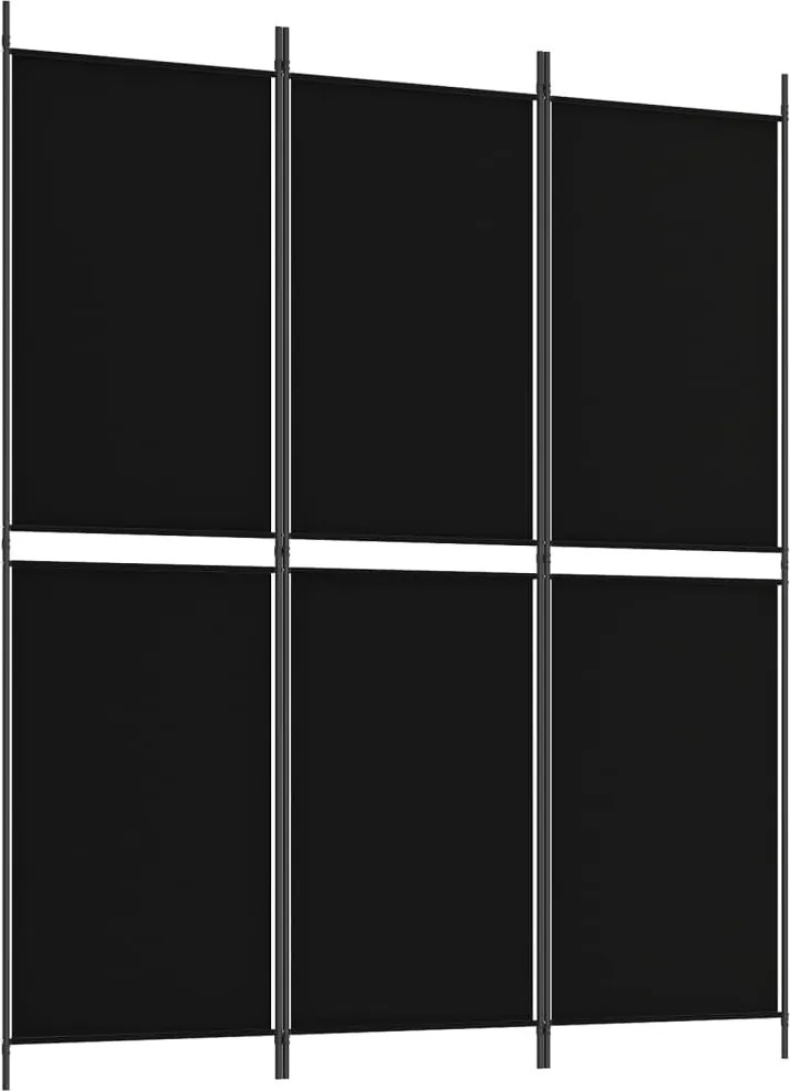 vidaXL 3 paneles fekete szövet térelválasztó 150x180 cm