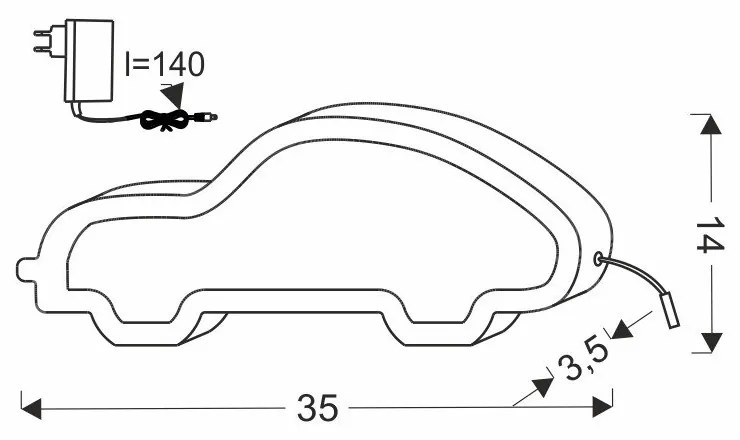 Rózsaszín gyerek éjjelilámpa Car – Candellux Lighting