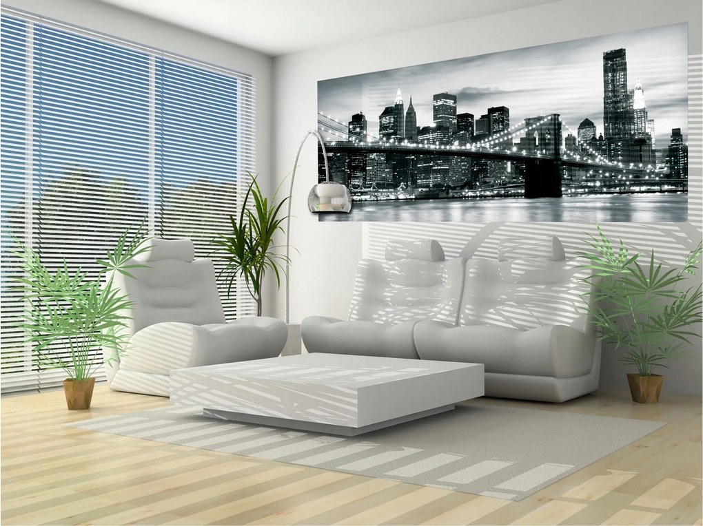 Fotótapéta Brooklyn híd éjszaka New York fekete-fehér 250x104 +ragasztó