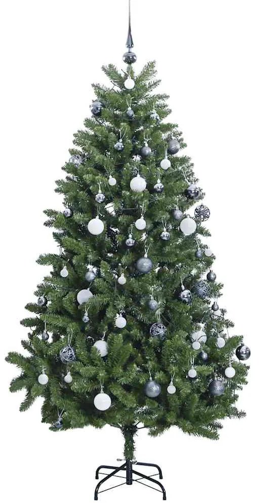 csuklópántos műkarácsonyfa 300 LED-del és gömbökkel 270 cm
