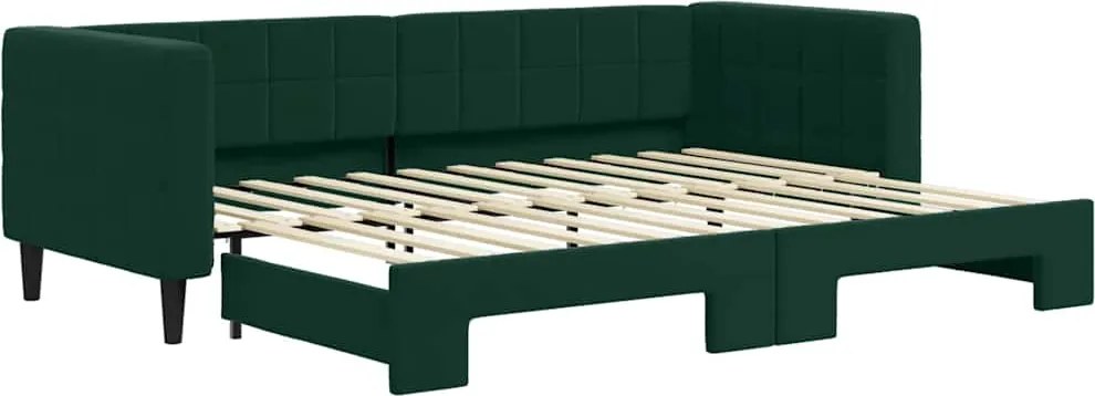 vidaXL sötétzöld kihúzható bársony heverő 80 x 200 cm