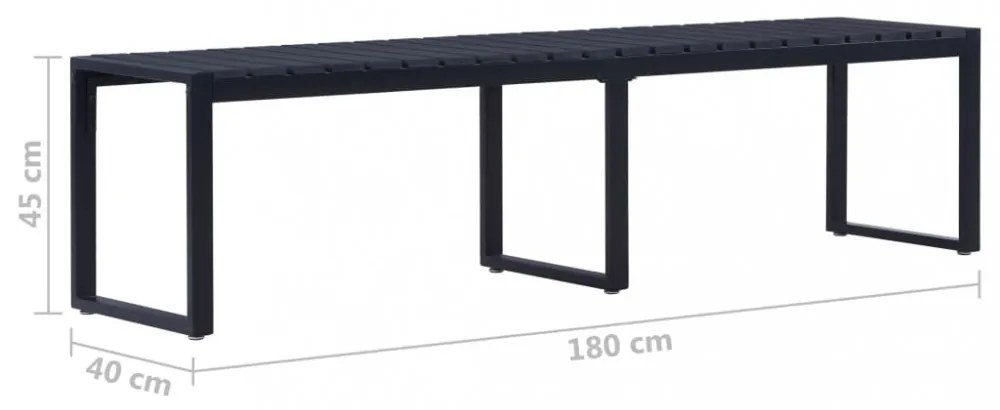 fekete polisztirol lemez kerti pad 180 cm