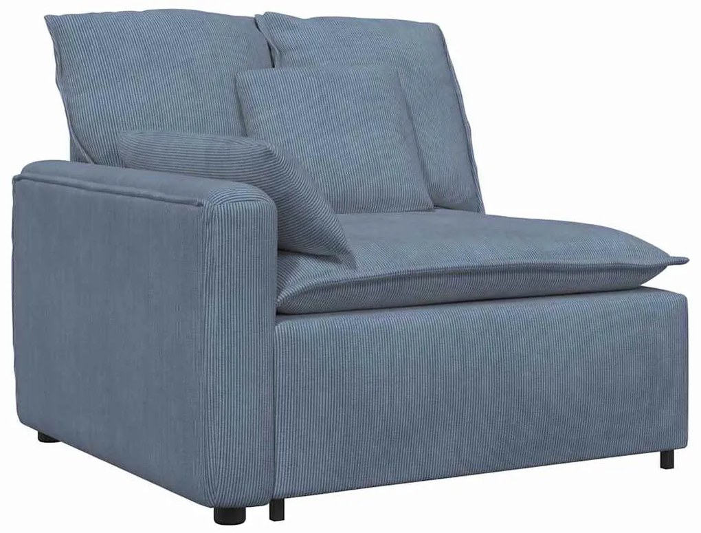 kék moduláris kanapé karfás végmodul párnákkal 100 cm