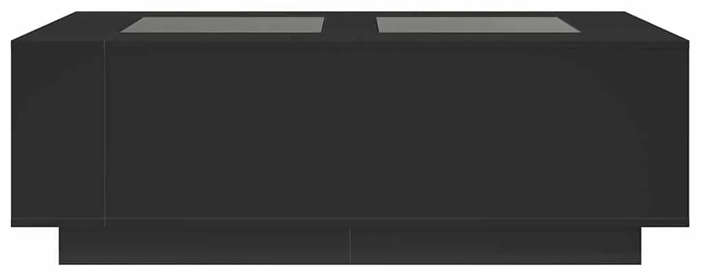 fekete végtelen hatású LED-es dohányzóasztal 116 x 69 x 40 cm