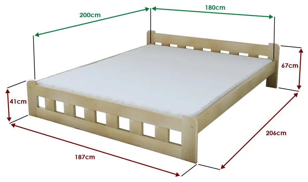 Naomi magasított ágy 180x200 cm, fenyőfa Ágyrács: Léces ágyrács, Matrac: Deluxe 10 cm matrac