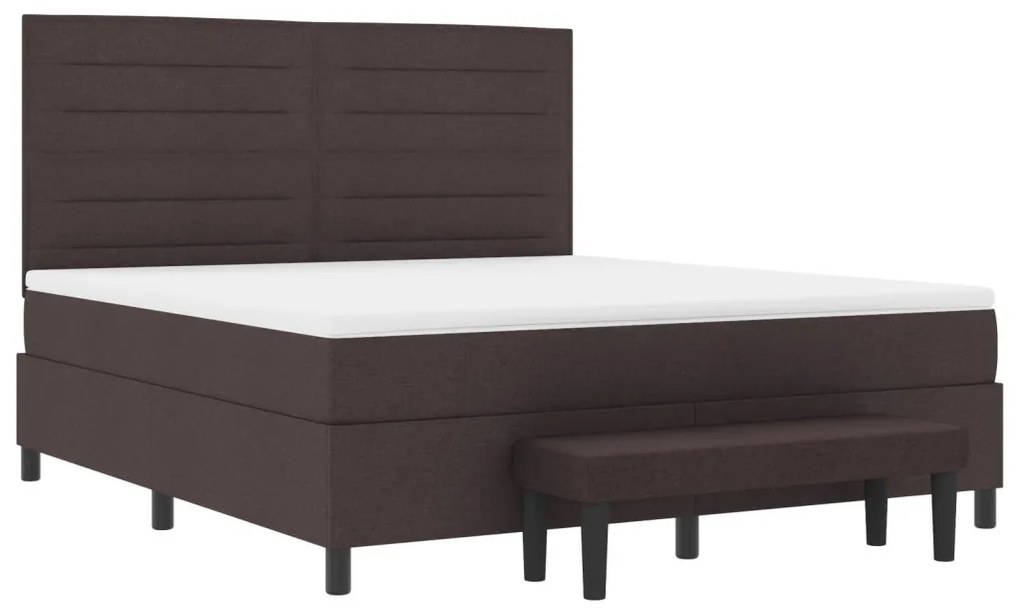 vidaXL Boxspring ágy matraccal és padra sötétbarna 180x200 cm szövet