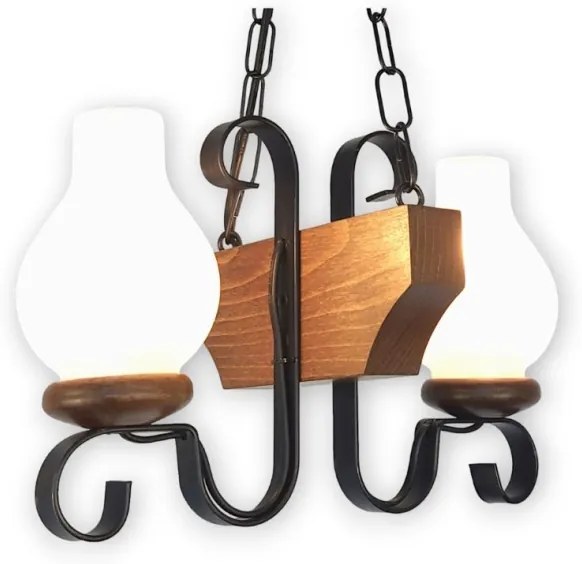 Brilagi - Csillár láncon QUEEN 2xE14/40W/230V bükkfa/dió