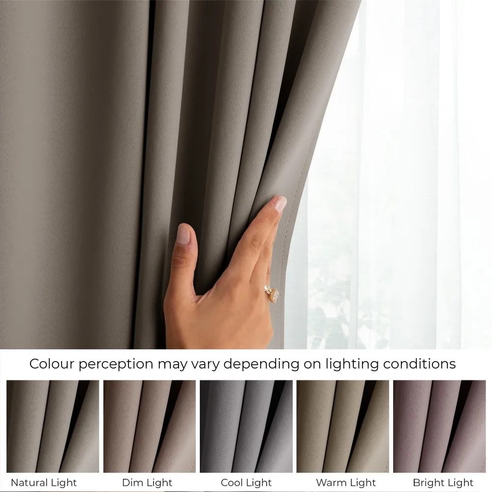 Szürkésbarna sötétítő termo függöny 140x245 cm Pleat – Restilo