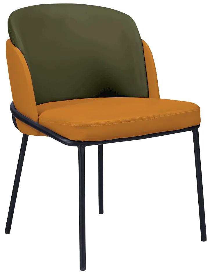 Dizájn fotel, narancssárga/zöld, ekobőr, GANON