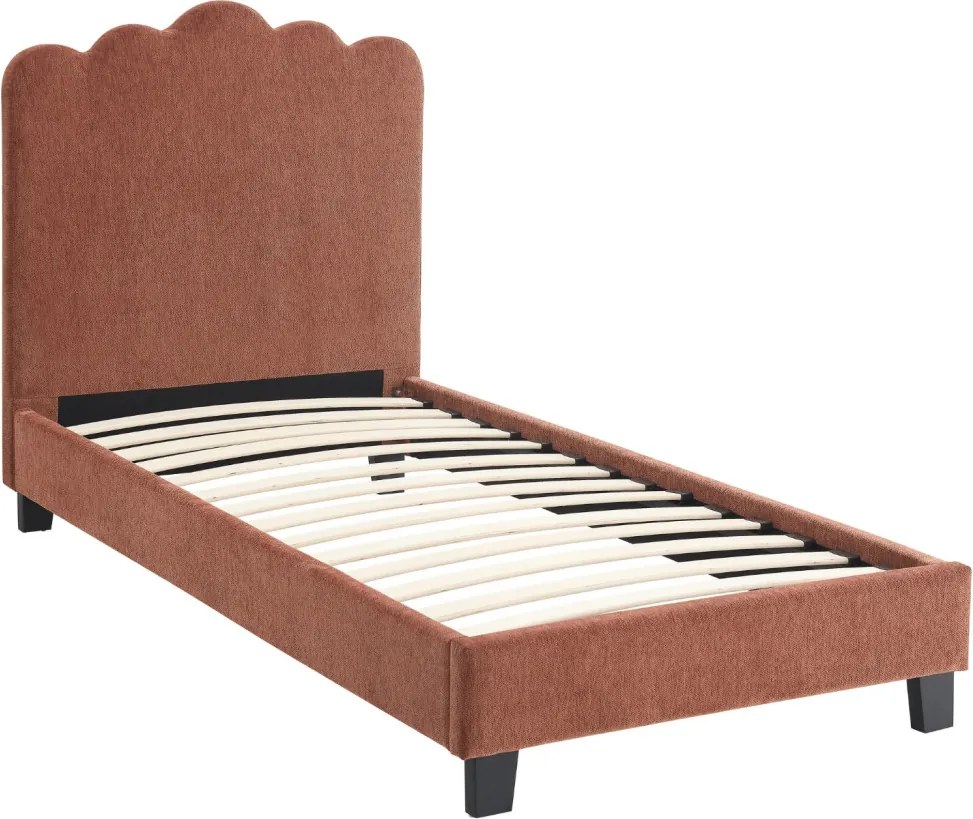 Ágy 90x200 cm méretben, vörösesbarna színben, szövet kárpittal CRATER