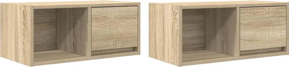 vidaXL 2 db sonoma tölgy színű szerelt fa TV-szekrény 60x31x25,5 cm