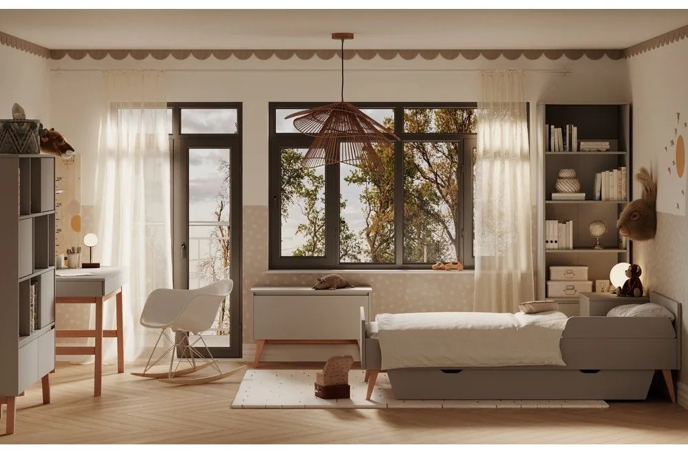 Szürke gyerekágy alatti fiók 90x200 cm Swing – Pinio