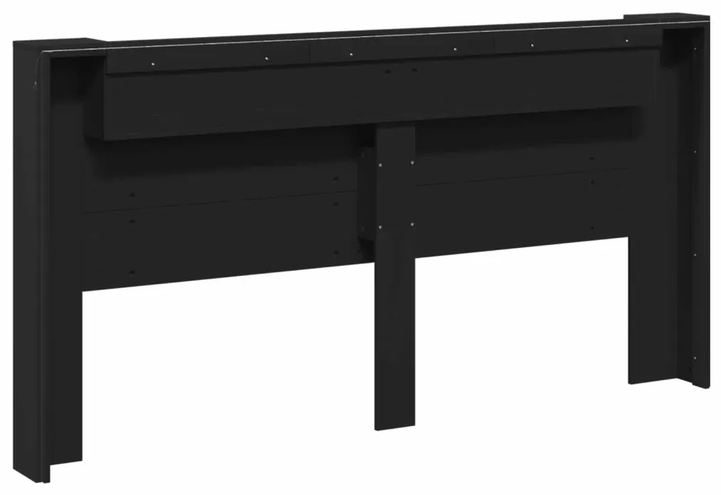 Fejtámla LED -es lámpákkal Fekete 200 x 16,5 x 103,5 cm Faanyag