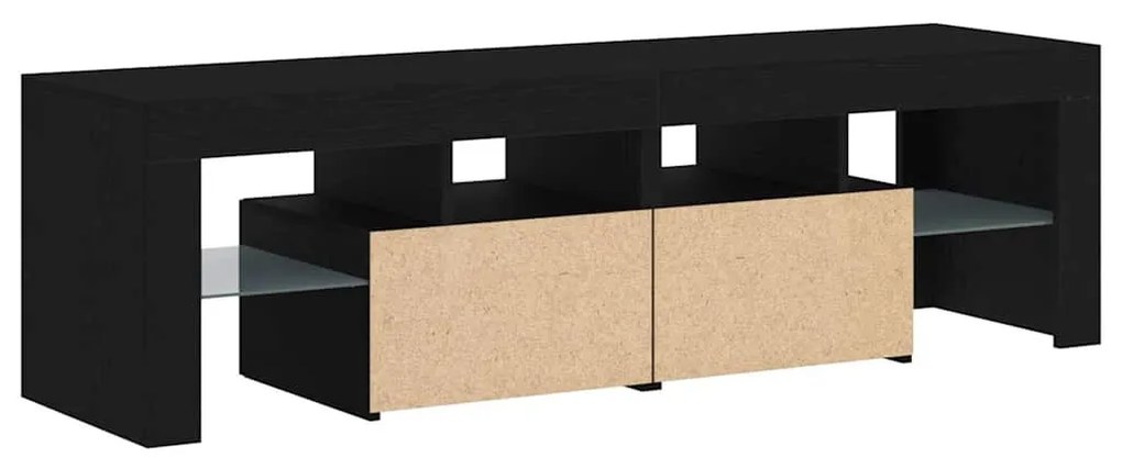 fekete tölgy szerelt fa TV-szekrény LED-ekkel 140x36,5x40 cm