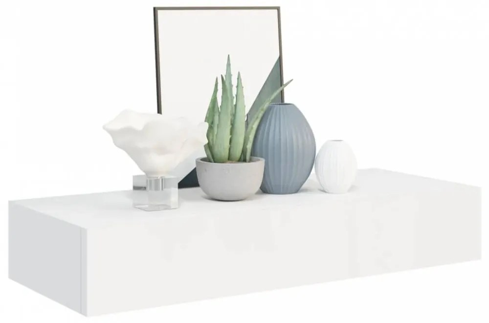 2 db fehér falra szerelhető fiókos polc 60 x 23,5 x 10 cm