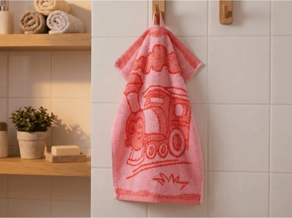 Gyerek törölköző BEBÉ vonat piros 30x50 cm
