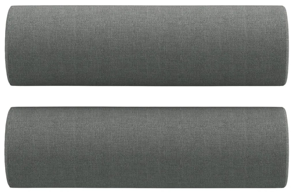 2 személyes sötétszürke szövet kanapé díszpárnákkal 140 cm