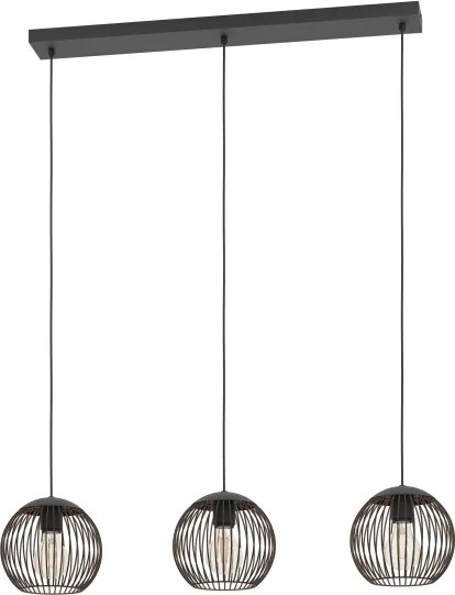 Eglo 901869 - Zsinóros csillár ALMANZORA 3xE27/60W/230V fekete