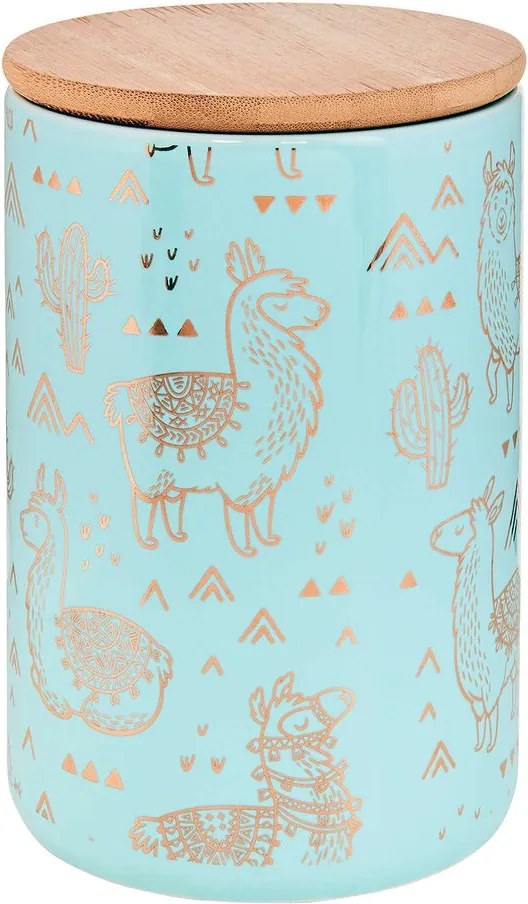 QUEEN IT tárolódoboz bambusz fedéllel 1100ml, menta-arany láma