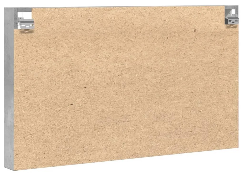 betonszürke szerelt fa vitrinszekrény 100 x 8,5 x 58 cm
