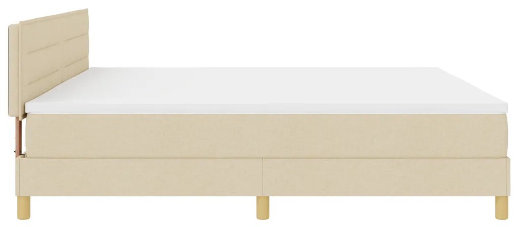 Box Spring Ágy Matraccal és LED-del Krém 200x200 cm Szövet