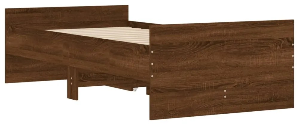 barna tölgyszínű műfa ágykeret fiókokkal 100 x 200 cm