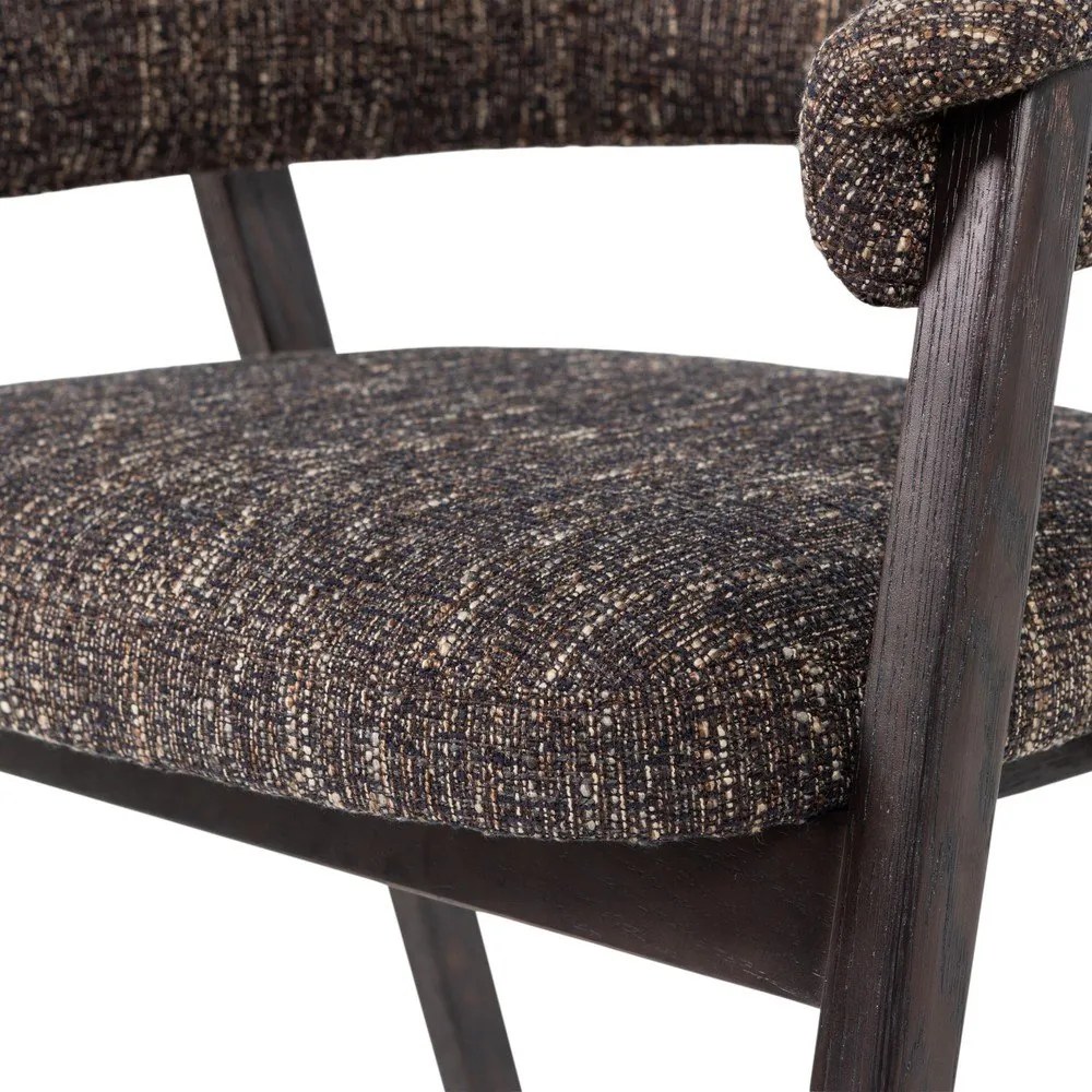 Sötétbarna kárpitozott karfás étkezőszék Tunar – WOOOD