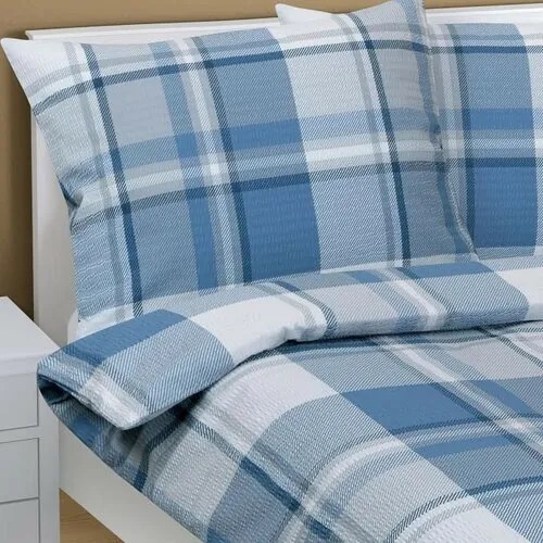 Bellatex Kocka krepp ágyneműhuzat kék, 140 x 200 cm, 70 x 90 cm, 140 x 200 cm, 70 x 90 cm