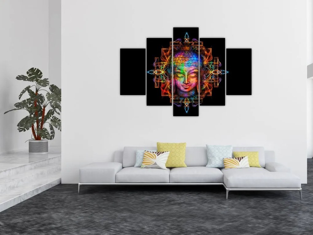 Kép - Buddha mellszobra neon színekben (150x105 cm)