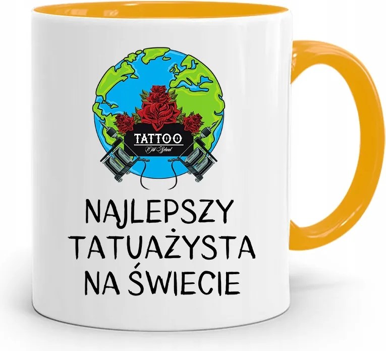 Tetoválóknak Tetováló Bögre Sárga Ajándék fényképes nyomtatással