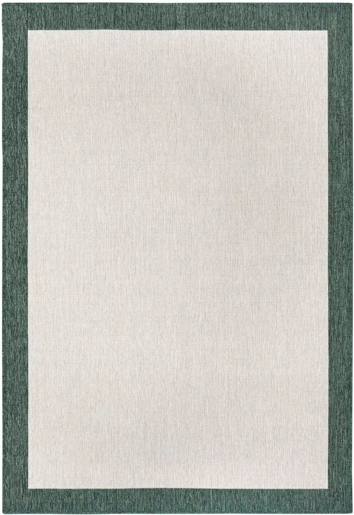 Teraszszőnyeg 160x230cm,zöld krémszínű kétoldalas lapos szövésű zsinóros