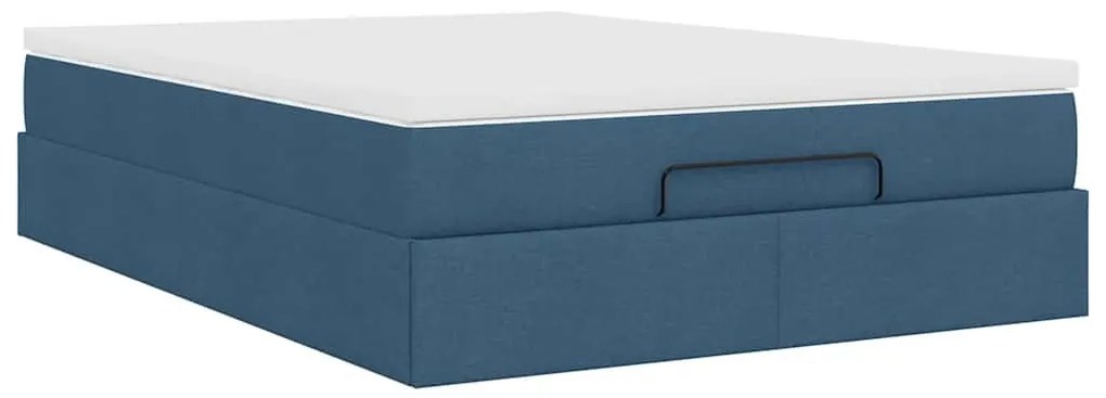 Ottomán ágykeret matraccal Kék 140x190cm anyaggal