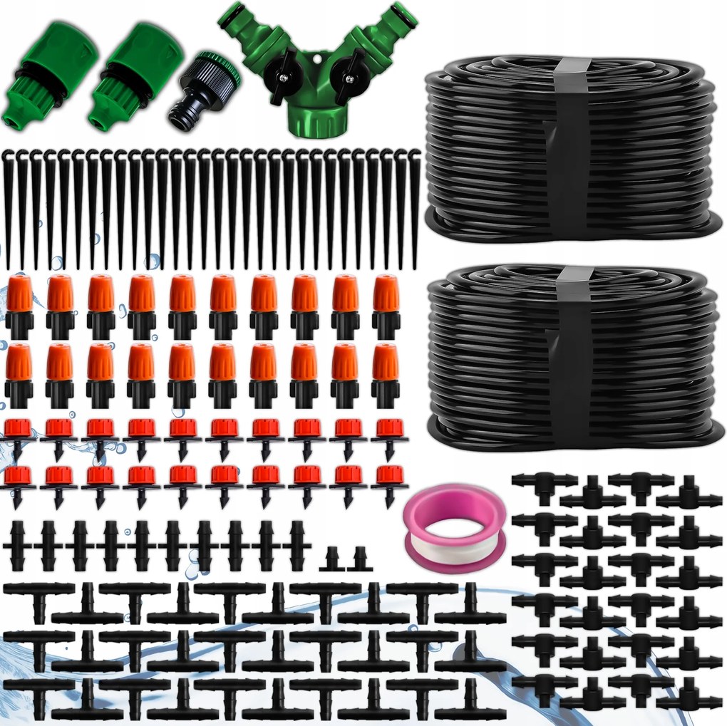 Csepegtető Öntözőrendszer Vízfüggöny Esőztető Páraelszívó Szett 25M