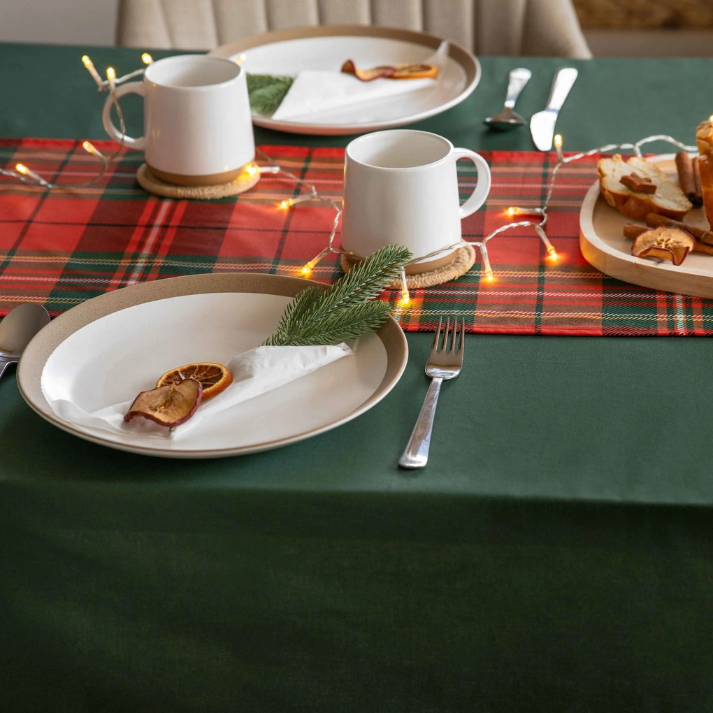 Goldea karácsonyi pamut asztali futó - piros kockás 20x140 cm