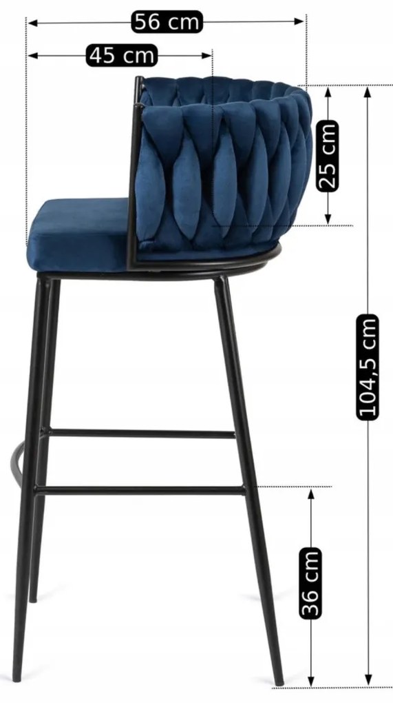 Elegáns Bárszék Sötétkék Bársony Kárpittal. FLORES