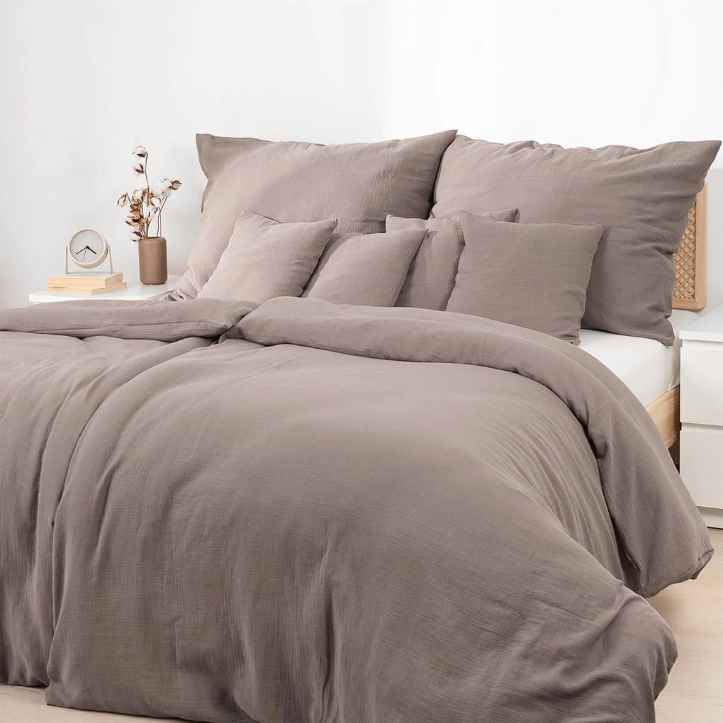 Goldea muszlin ágyneműhuzat – kávébarna 140 x 200 és 70 x 90 cm
