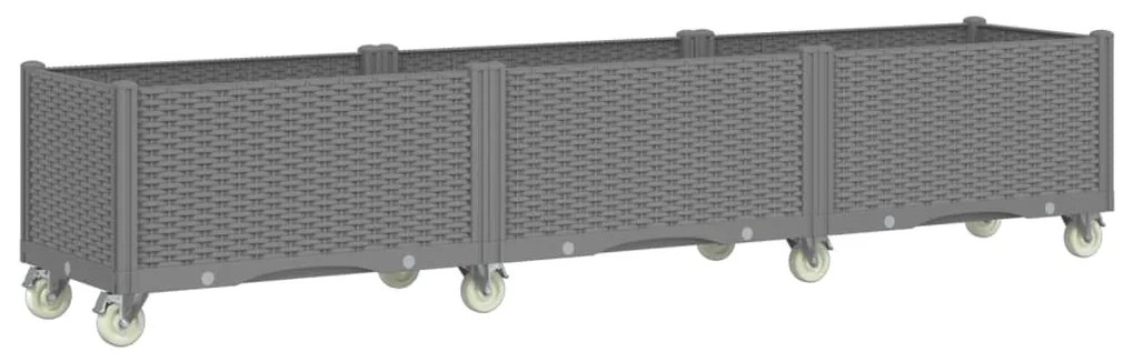 világosszürke PP rácsos kerekes ültetőláda 240 x 50 x 54 cm