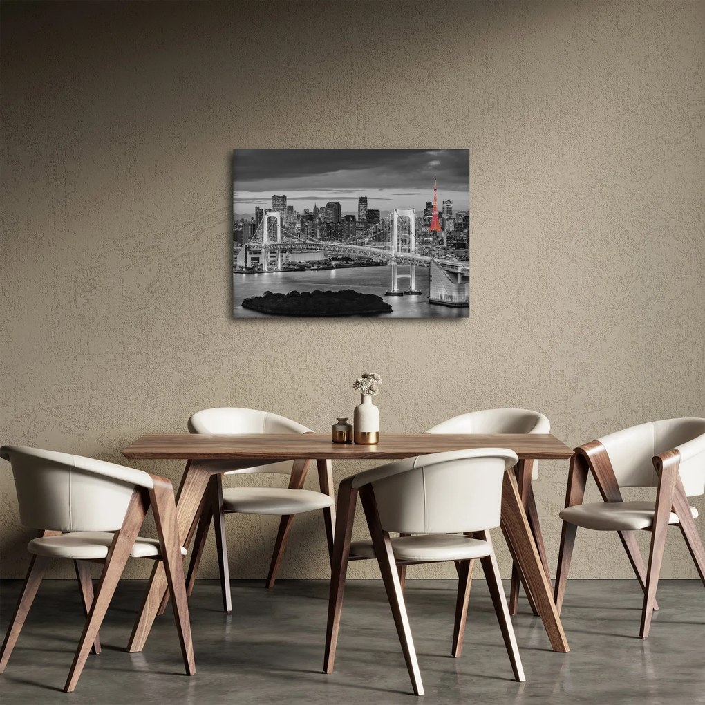 Kép - Nagyváros piros toronnyal (70x50 cm)