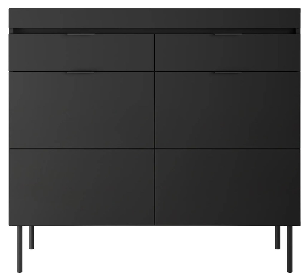 Sentia komód 105 cm kétajtós fiókos - fekete/fekete
