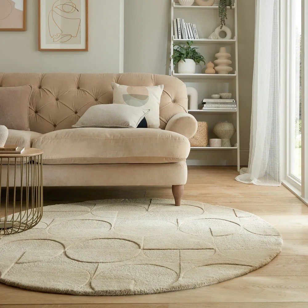 Bézs gyapjú kerek szőnyeg ø 160 cm Gigi - Flair Rugs