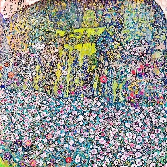 Gustav Klimt - Blumengarten üvegkép, falikép