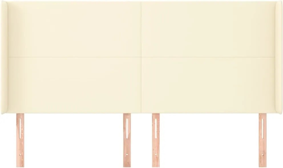 krémszínű műbőr fejtámla szárnyakkal 163x16x118/128 cm