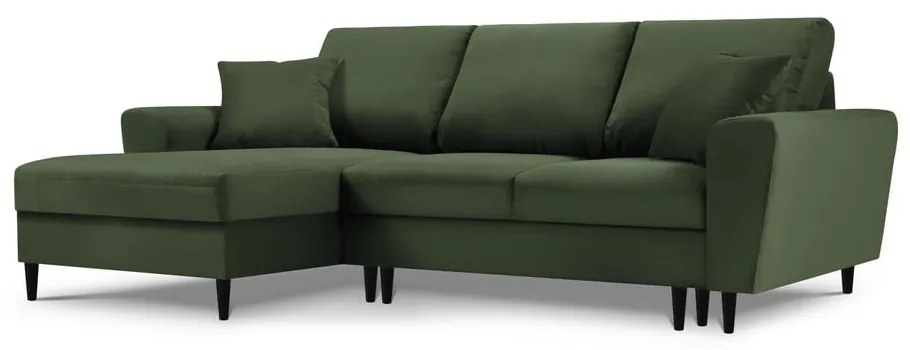 Moghan zöld kordbársony kinyitható sarokkanapé, bal oldali - Micadoni Home