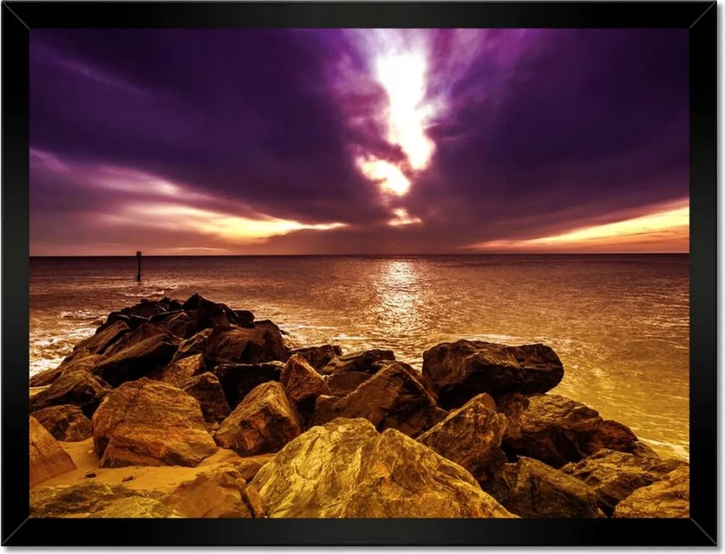 Poszterek keretben 40x30 Lila ég Tenger naplementekor