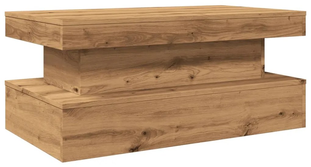 kézműves tölgy színű dohányzóasztal LED-lámpákkal 90x50x40 cm