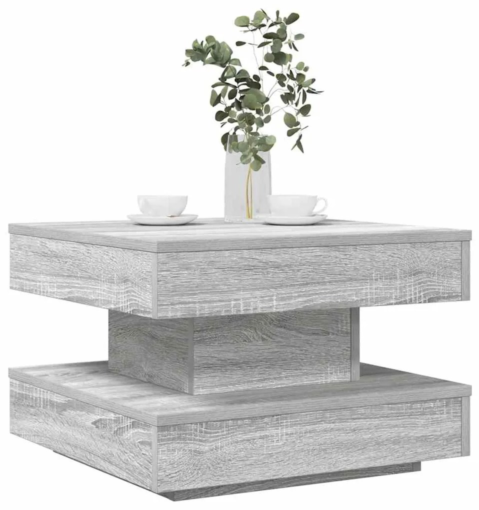 Szürke sonoma dohányzóasztal 360 fokban forgatható 50x50x34,5cm