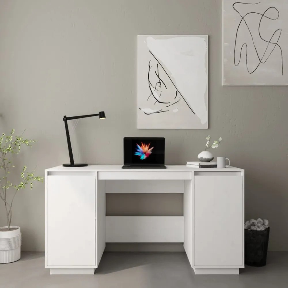 fehér tömör fenyőfa íróasztal 140 x 50 x 75 cm