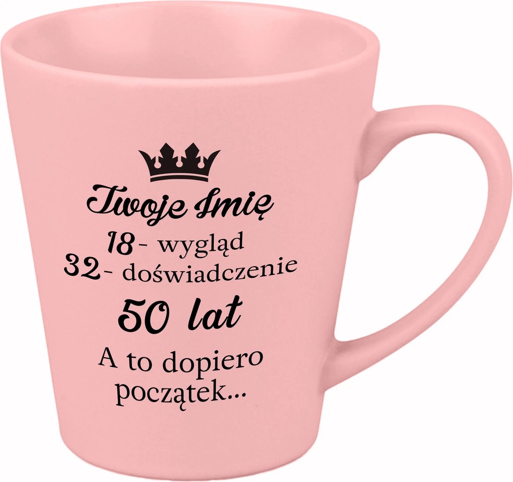 Latte Bögre Matt Rózsaszín 300ml Vicces Ajándék Gadget 50 Születésnap Név