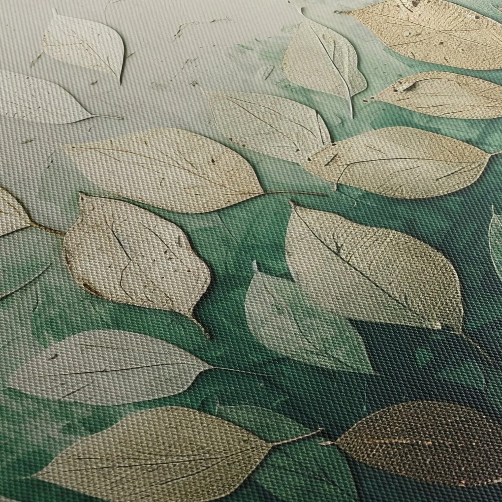 Kép - Arany-zöld levelek (órával) (90x30 cm)