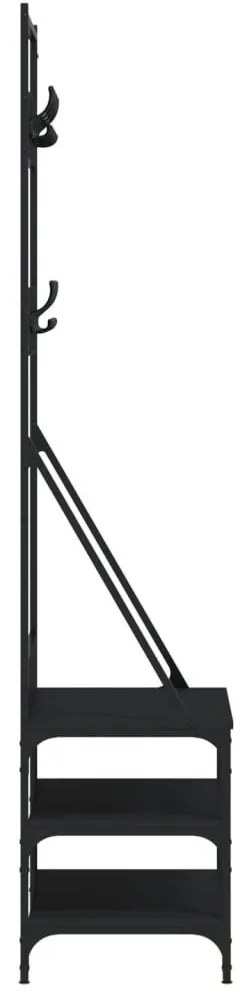 fekete ruhafogas cipőpolccal 70x40x184 cm